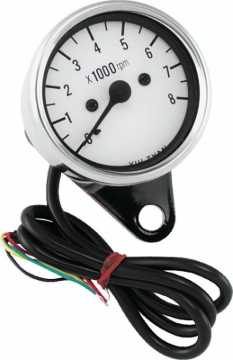 Picture of Bikers Choice 2.5 Inch Chrome Mini Tach Universal White Face 8000 RPM