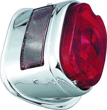 Picture of Bikers Choice 56-72 Big Twin & XL Chrome Taillight W/Red Lens & Top License Light Repl H-D 68010-64B