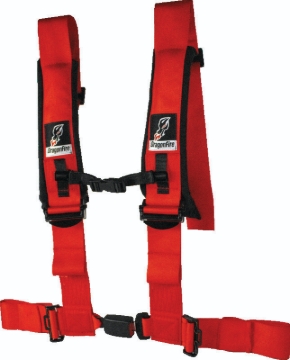 Picture of DragonFire Racing Harness- H-Style- 4-point- EZ-Adjust- 3in Buckle- Red