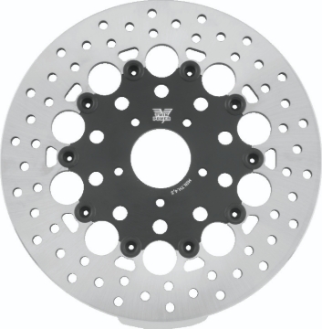 Picture of Twin Power 08-13 FLH FLT 08-16 FLHR 06-17 Dyna Front 11.8 Floating Rotor With Holes Black