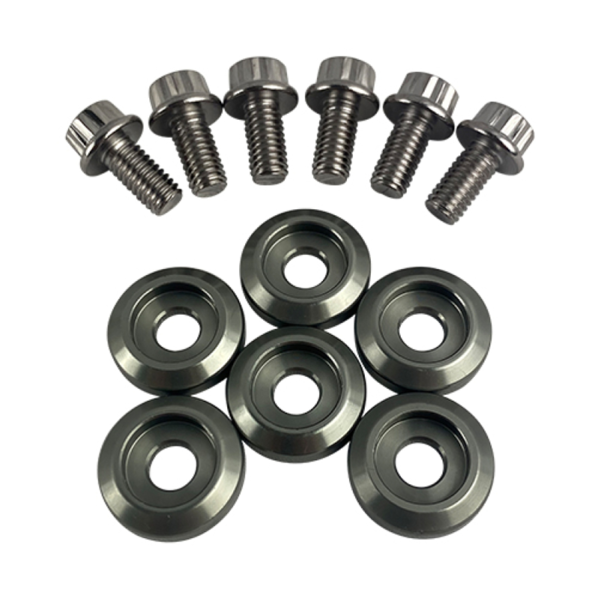 Picture of BLOX Racing New Fender Washers Kit M6 12pt - 6pc Large Diameter Gun Metal