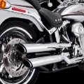 Picture of Vance & Hines HD Softail Fatboy 07-17 Twin Slash Chrome PCX Slip-On Exhaust