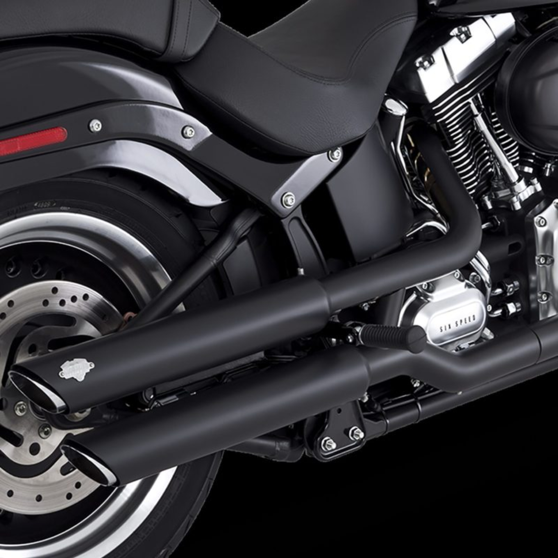 Picture of Vance & Hines HD Softail 07-17 Fatboy Twin Slash Chrome Slip-On Exhaust