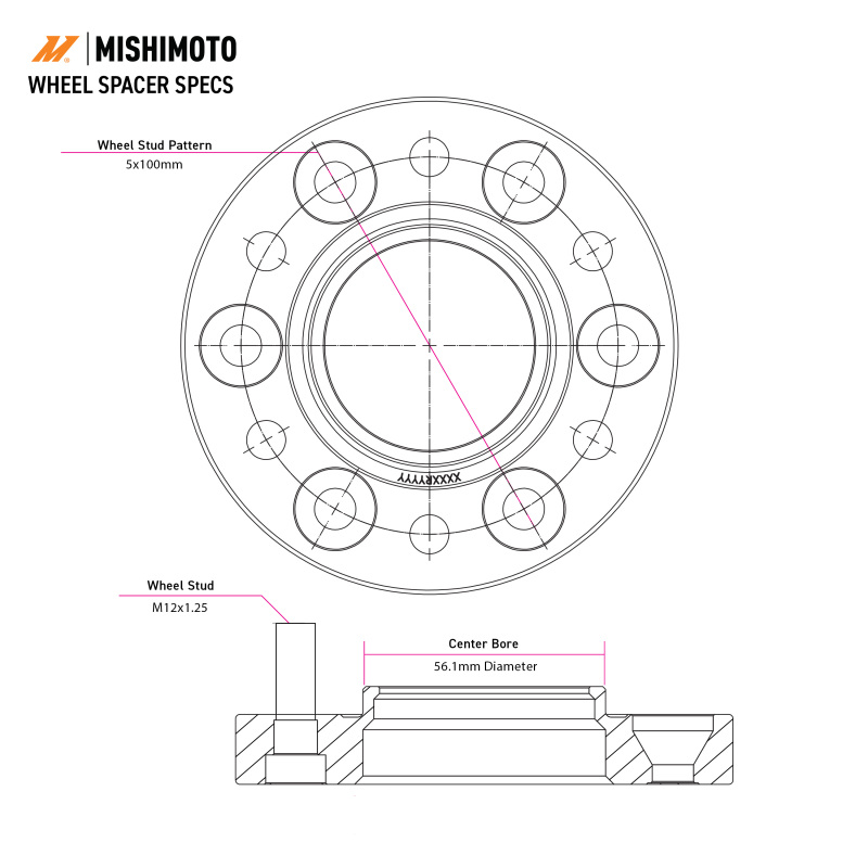 Picture of Mishimoto Wheel Spacers - 5x114.3 - 66.1 - 35 - M12 - Black