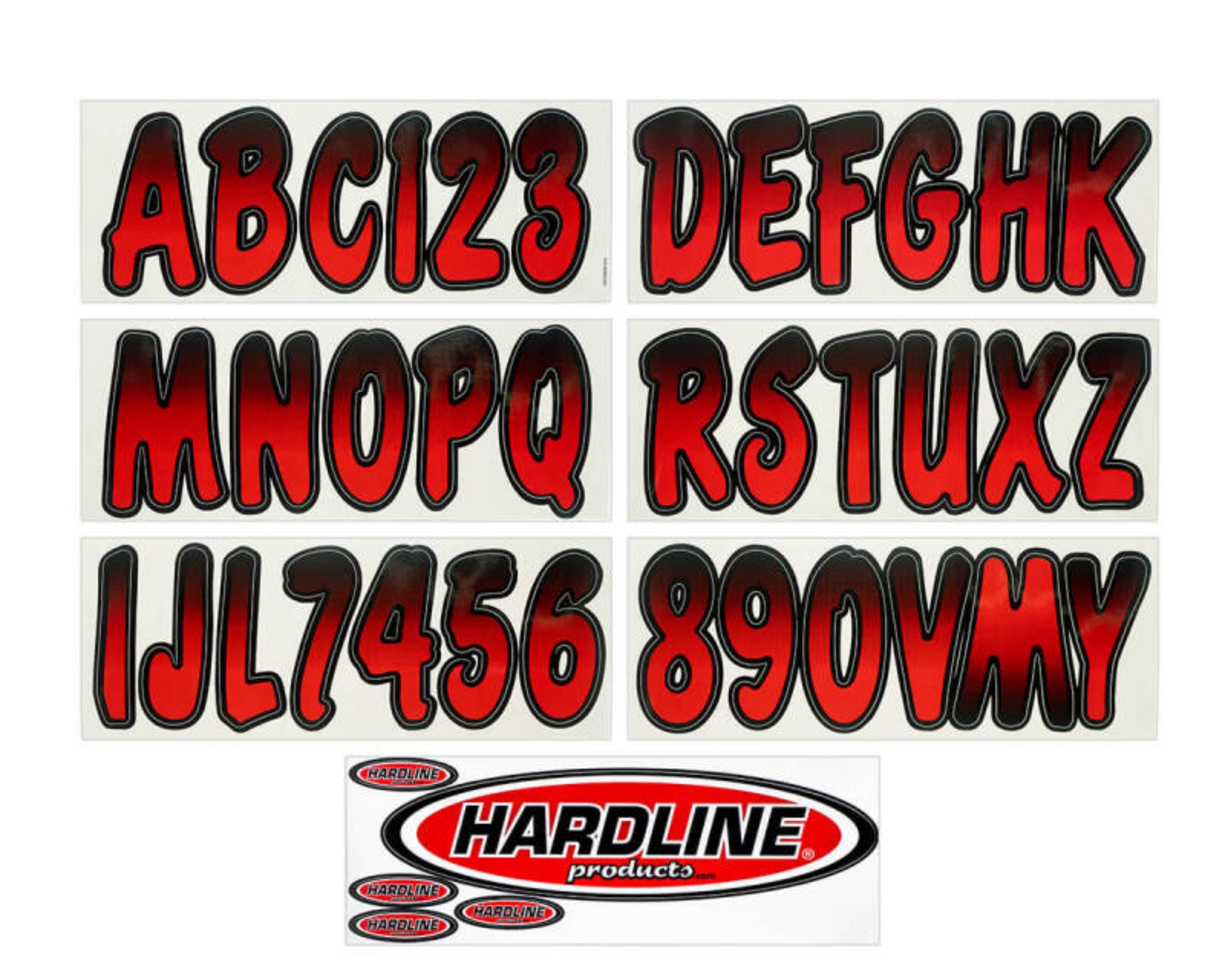 Picture of Hardline Boat Lettering Registration Kit 3 in. - 200 Red/Black
