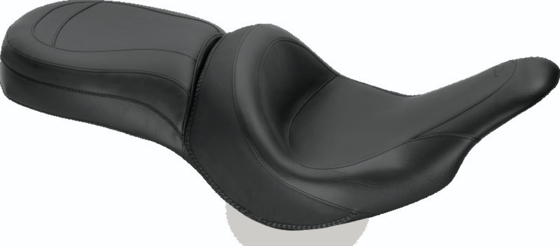Picture of Mustang 00-15 Harley Softail Std Rear Tire Wide Touring Solo Seat w/Driver Backrest w/Studs - Black