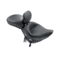 Picture of Mustang 00-15 Harley Softail Std Rear Tire Wide Touring Solo Seat w/Driver Backrest w/Studs - Black