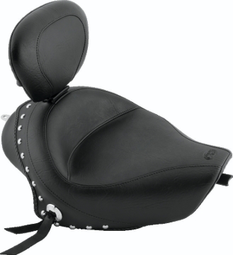 Picture of Mustang 04-21 Harley Sportster 3.3 Wide Stud Touring Solo Seat w/Driver Backrest - Black