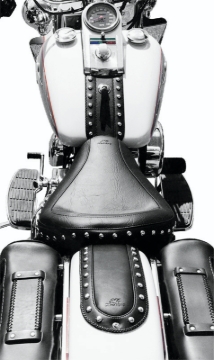 Picture of Mustang 04-21 Harley Sportster 4.5 Wide Touring Solo Seat w/Driver Backrest - Black