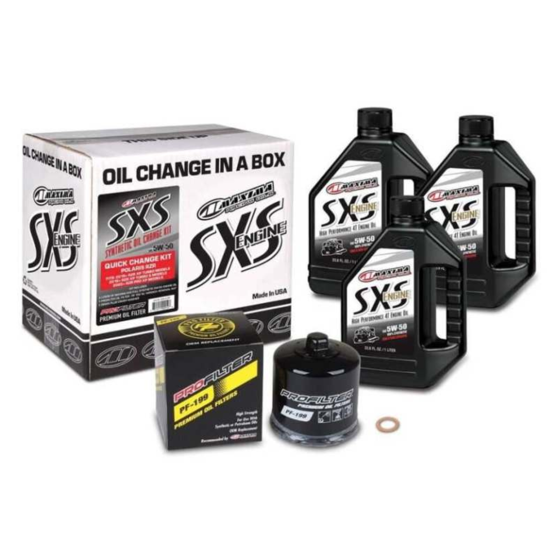 Picture of Maxima SXS Polaris RZR/Ranger Quick Change Kit w/Full Synthetic 5W50 Engine Oil/Filter/Hardware