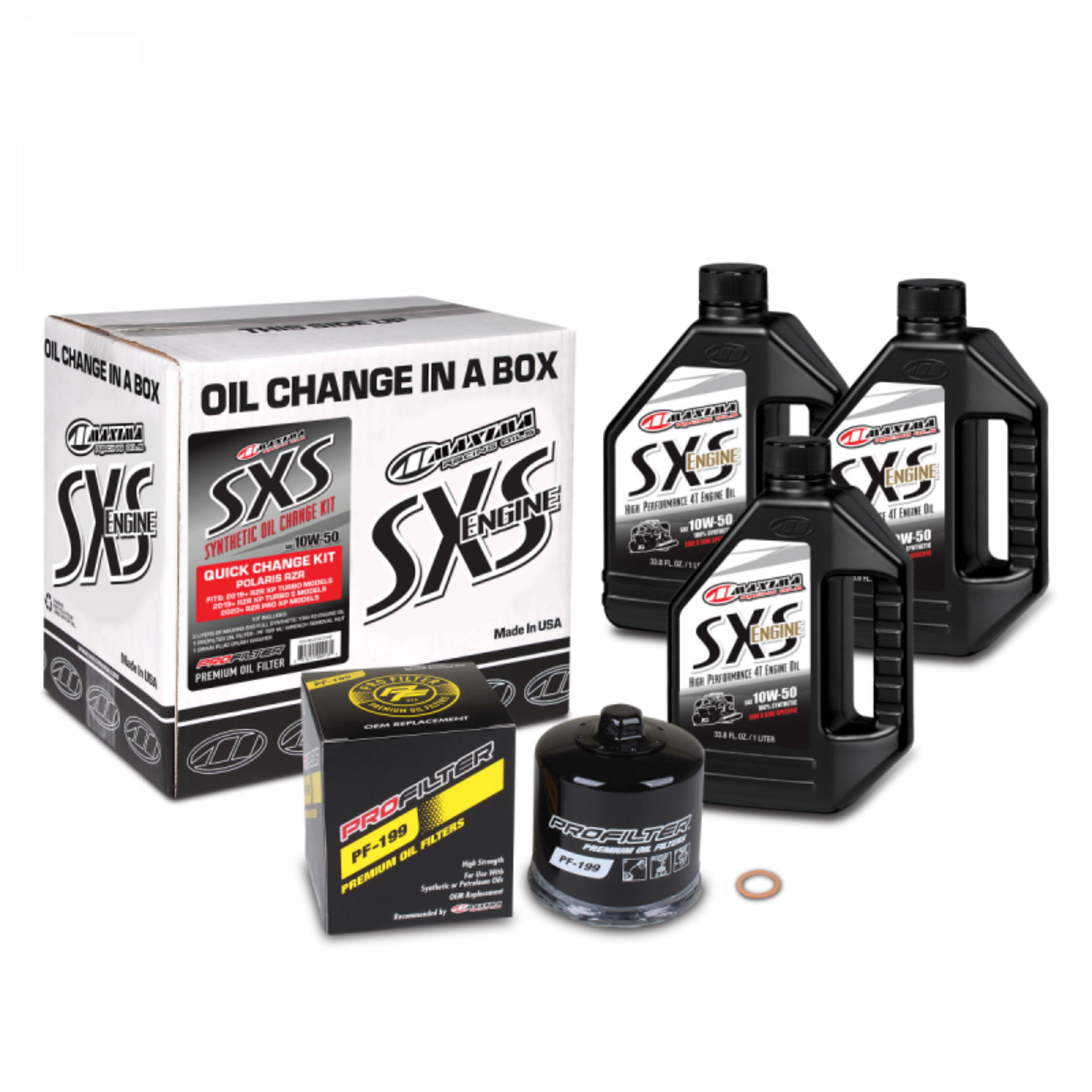 Picture of Maxima SXS Polaris RZR/Ranger Quick Change Kit w/Full Synthetic 10W50 Engine Oil/Filter/Hardware