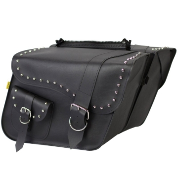 Picture of Willie & Max Universal Ranger Studded Large Slant Saddlebags (16 in L x 11 in H x 6.5 in W) - Black