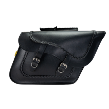 Picture of Willie & Max Universal Braided Large Slant Saddlebags (16 in L x 11 in H x 6.5 in W) - Black
