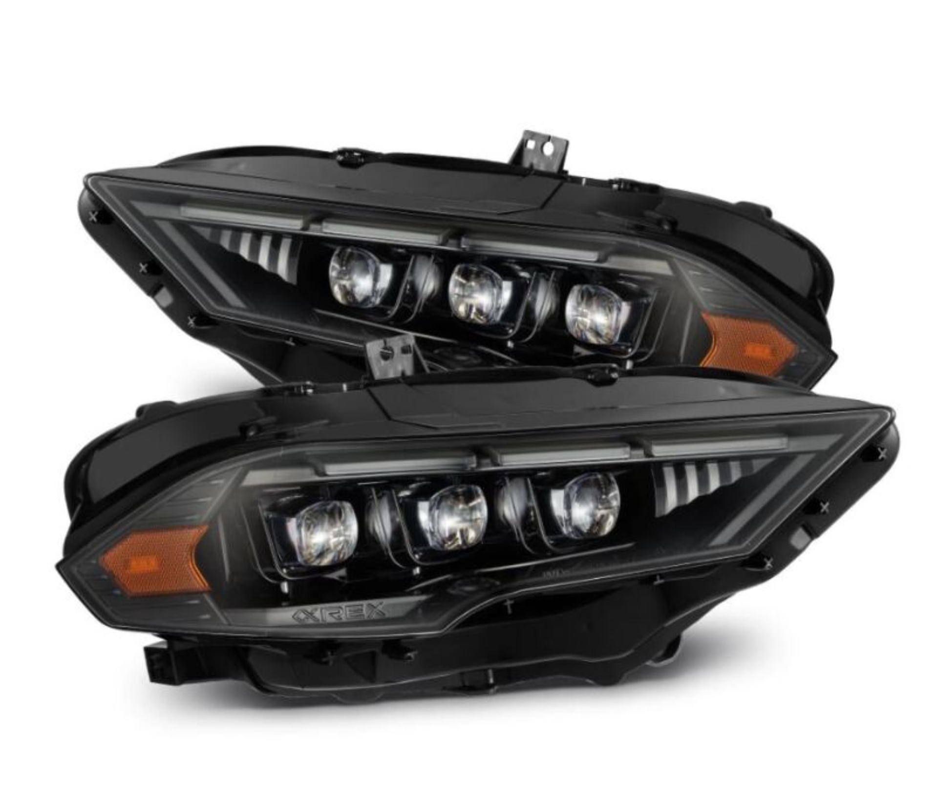 Picture of AlphaRex 18-20 Ford Mustang NOVA LED Proj Headlights Alpha-Black w/Activ Light/Seq Signal/Switch DRL