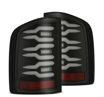 Picture of AlphaRex 07-14 Chevrolet Silverado 1500/2500HD/3500HD Luxx-Series LED Tail Lights Blk w/Smoked Lens