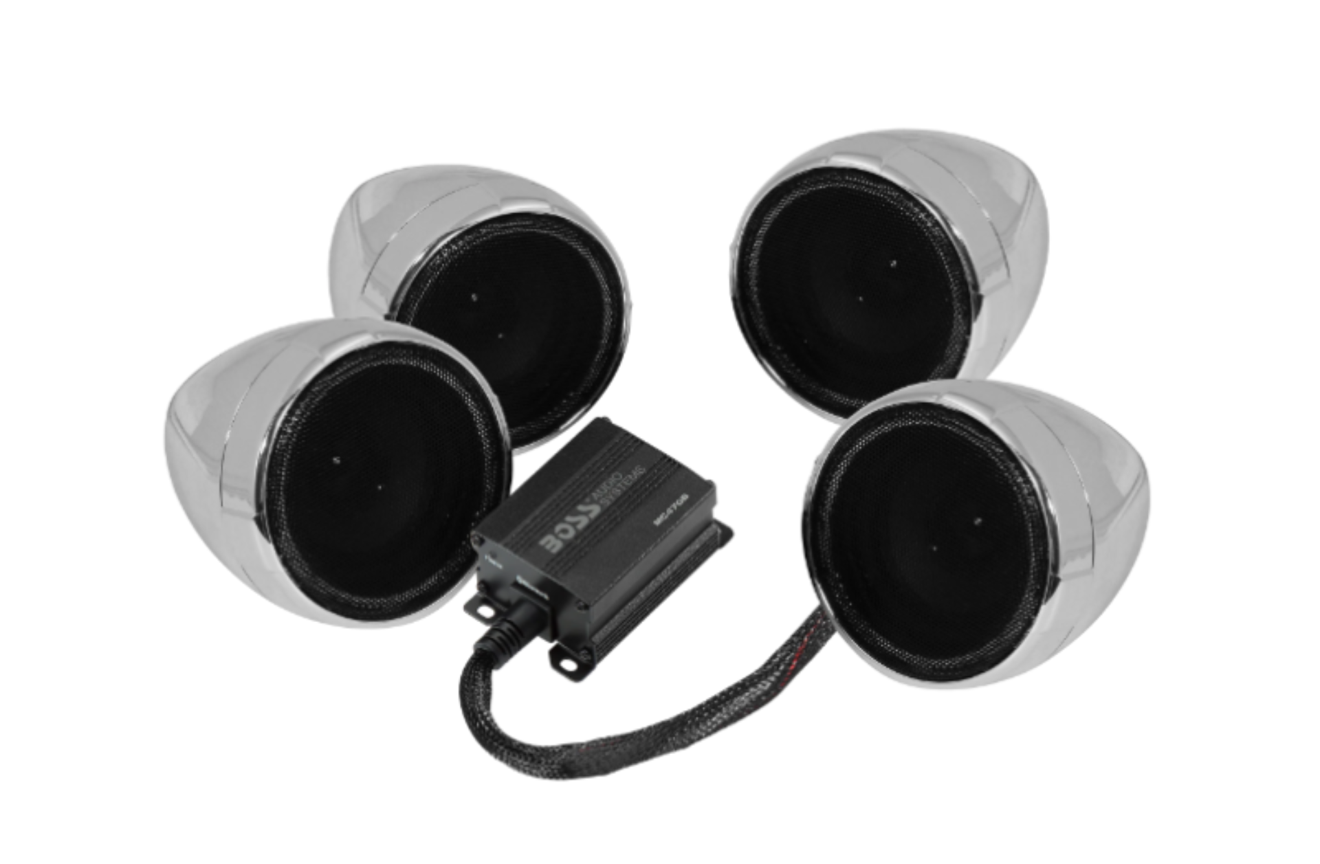 Picture of Boss Audio Systems Motorcycle Speaker Amplifier/ Bluetooth/ 3in Speakers Pair- Chrome