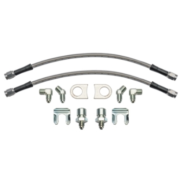 Picture of Wilwood 12in Length -3 to 3/8-24 IF 1/8-27 NPT 90 Degree Flexline Kit w/ Weld-On Bracket Tabs