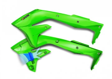 Picture of Cycra 16-18 Kawasaki KX450F Powerflow Radiator Shrouds - OEM Green