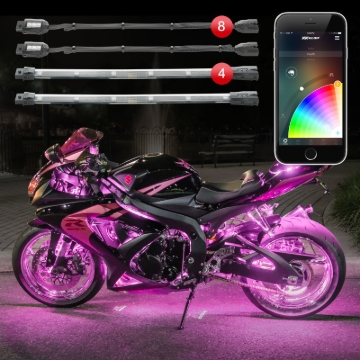 Picture of XK Glow Strip Million Color XKCHROME Smartphone App ATV/Motorcycle LED Light Kit 8xPod + 4x10In