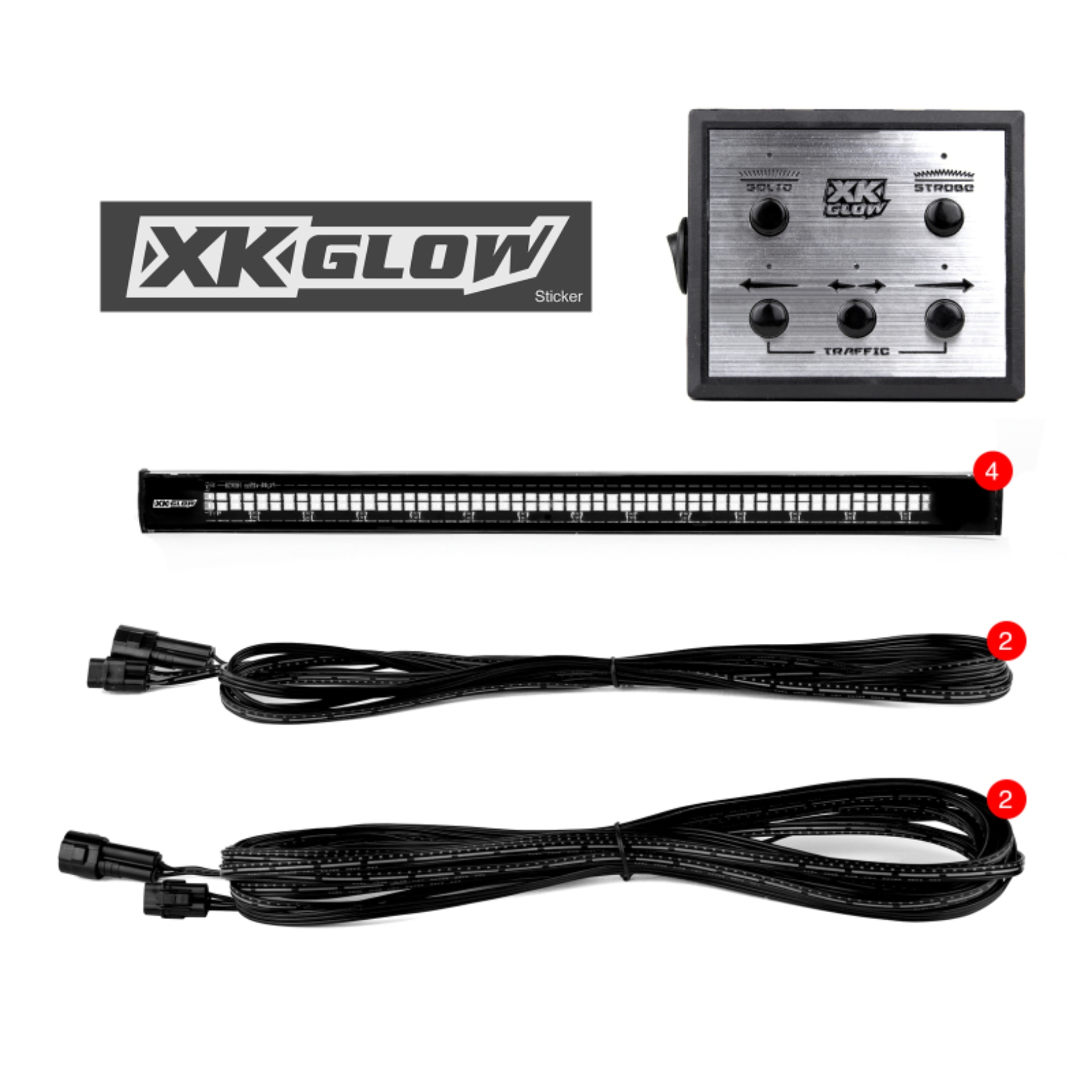 Picture of XK Glow Tube Strobe Lights w/ Traffic Modes Ultra Bright LEDs Multiple Strobe Modes + Solid On - Red