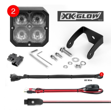 Picture of XK Glow XKchrome 20w LED Cube Light w/ RGB Accent Light Kit w/ Controller- Driving Beam 2pc