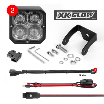 Picture of XK Glow XKchrome 20w LED Cube Light w/ RGB Accent Light Kit w/ Controller- Spot Beam 2pc