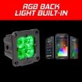 Picture of XK Glow Flush Mount XKchrome 20w LED Cube Light w/ RGB Accent Light - Driving Beam