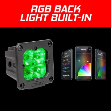 Picture of XK Glow Flush Mount XKchrome 20w LED Cube Light w/ RGB Accent Light - Driving Beam