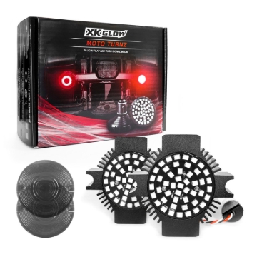Picture of XK Glow Motorcycle Rear LED Turn Signal Kit - Flat Style Smoked Lenses