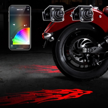 Picture of XK Glow Curb FX Bluetooth XKchrome App Waterproof LED Projector Welcome Light Flame Style 2pc