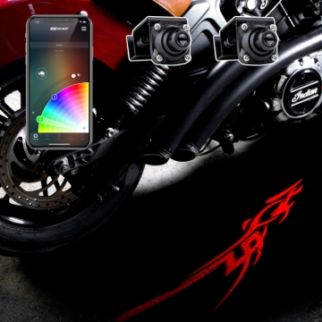 Picture of XK Glow Curb FX Bluetooth XKchrome App Waterproof LED Projector Welcome Light Tatoo Style 2pc