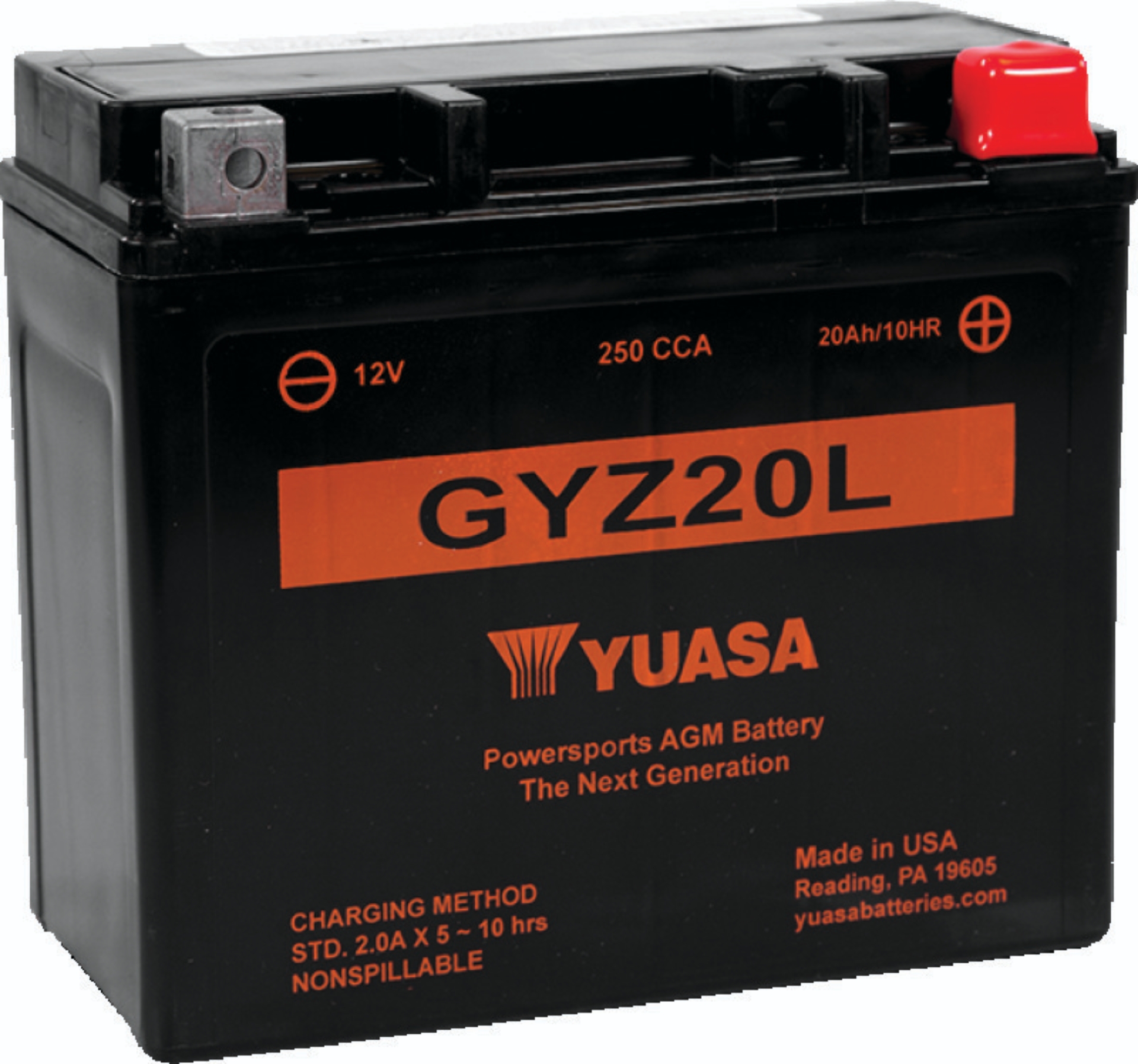 Picture of Yuasa GYZ20L High Performance Maintenance Free AGM 12-Volt Battery