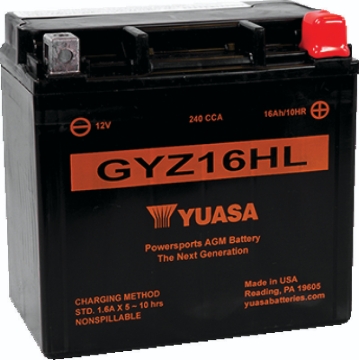 Picture of Yuasa GYZ16HL High Performance Maintenance Free AGM 12-Volt Battery