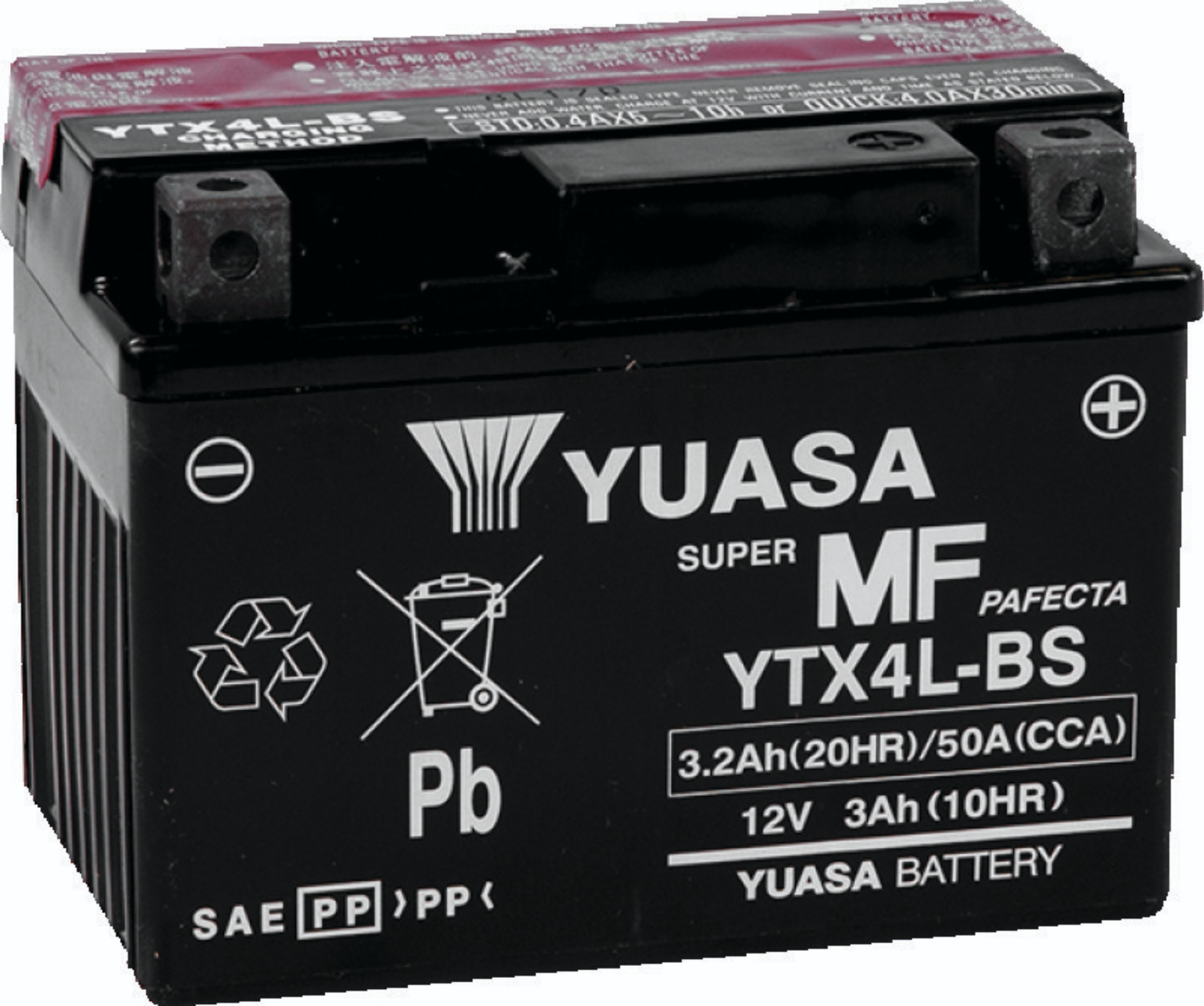 Picture of Yuasa YTX4L-BS Maintenance Free AGM 12-Volt Battery w/Bottle