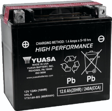 Picture of Yuasa YTX14H-BS High Performance AGM 12-Volt Battery w/Bottle
