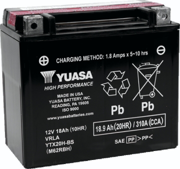 Picture of Yuasa YTX20H-BS High Performance AGM 12-Volt Battery w/Bottle