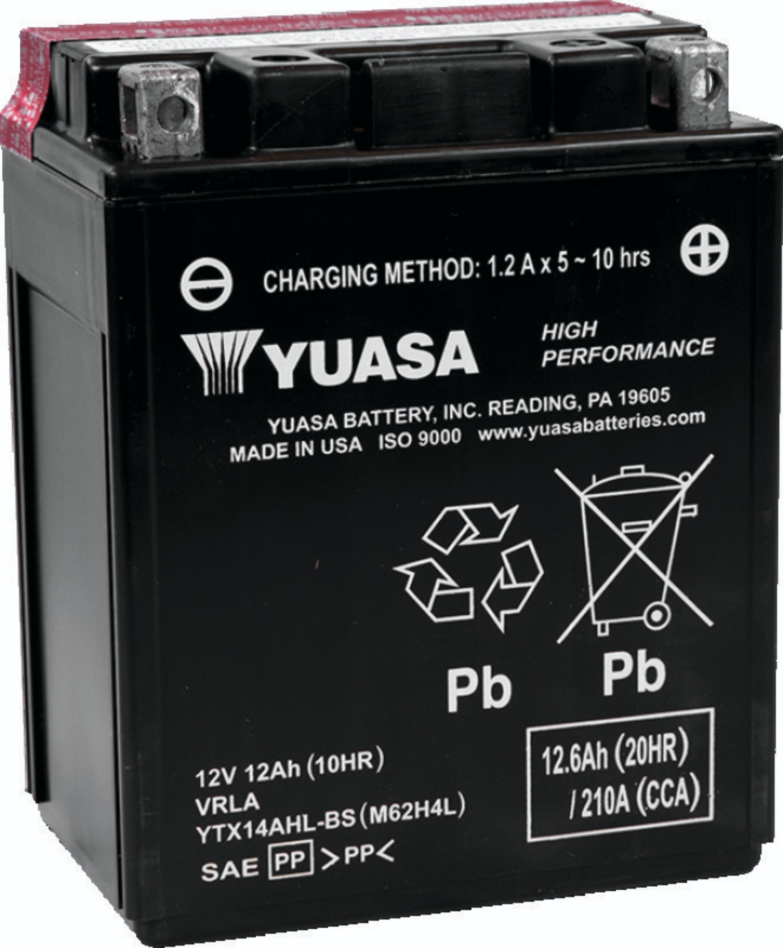 Picture of Yuasa YTX14AHL-BS High Performance AGM 12-Volt Battery w/Bottle