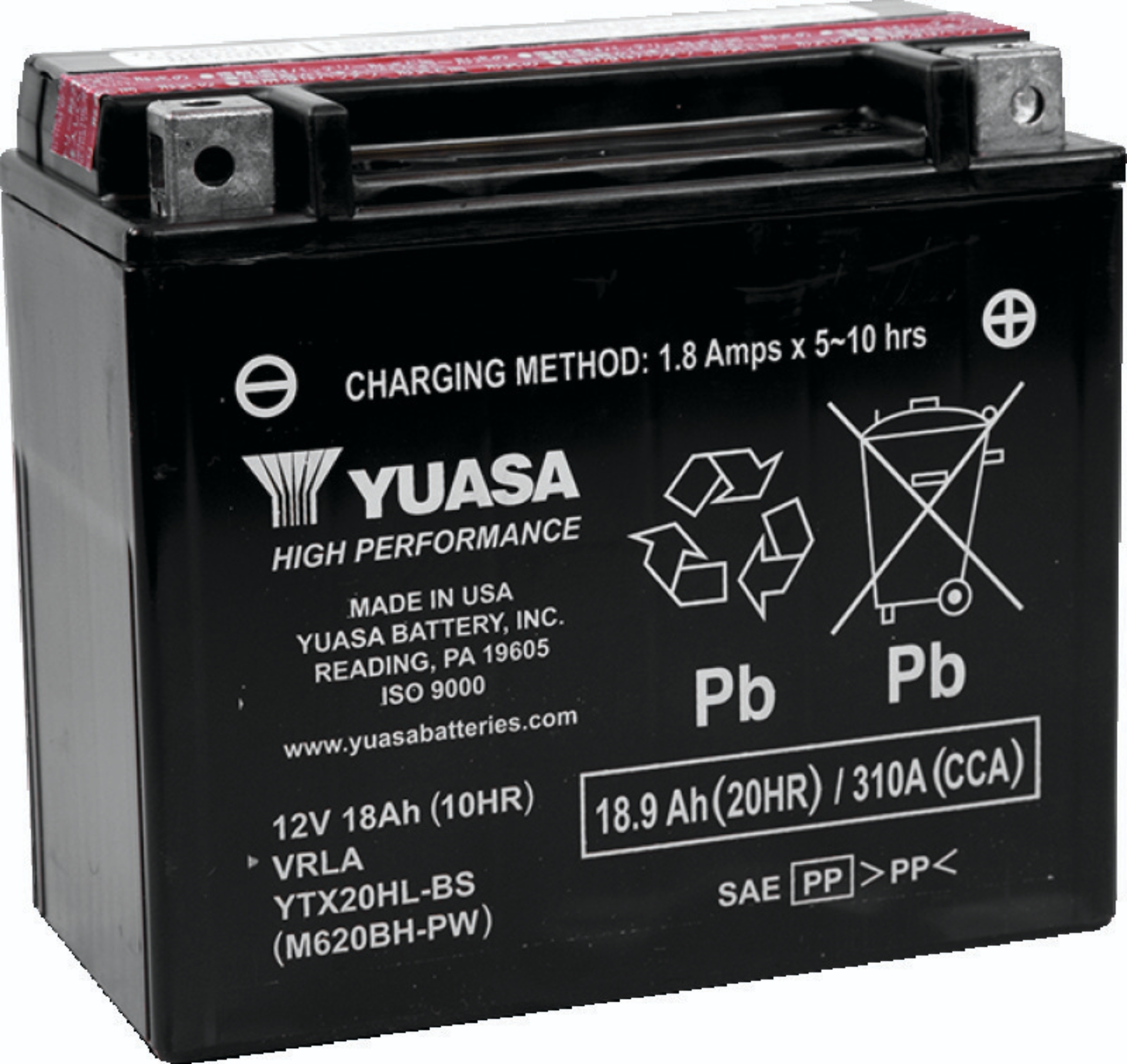 Picture of Yuasa YTX20HL-BS-PW High Performance AGM Battery w/Bottle