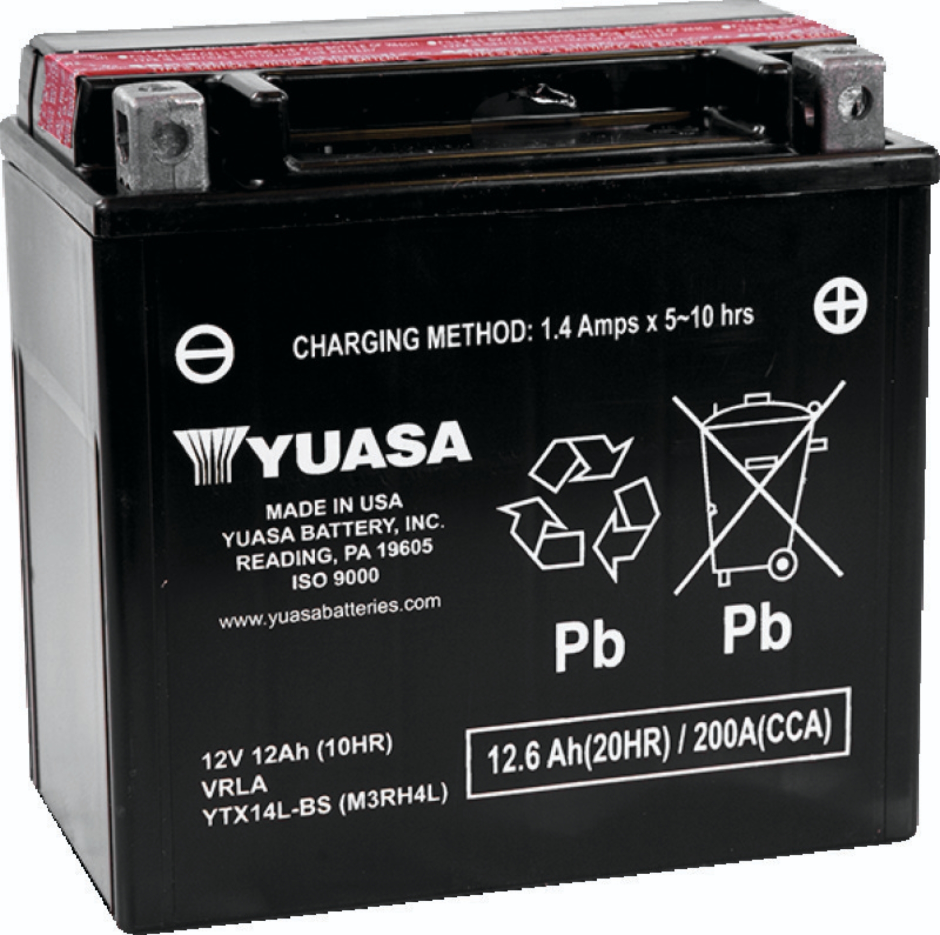 Picture of Yuasa YTX14L-BS Maintenance Free AGM 12-Volt Battery w/Bottle