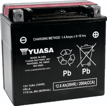 Picture of Yuasa YTX14L-BS Maintenance Free AGM 12-Volt Battery w/Bottle