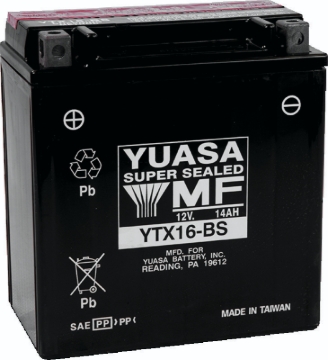Picture of Yuasa YTX16-BS Maintenance Free AGM 12-Volt Battery w/Bottle