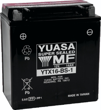 Picture of Yuasa YTX16-BS-1 Maintenance Free AGM 12-Volt Battery w/Bottle