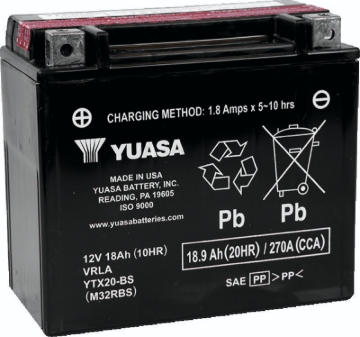 Picture of Yuasa YTX20-BS Maintenance Free AGM 12-Volt Battery w/Bottle