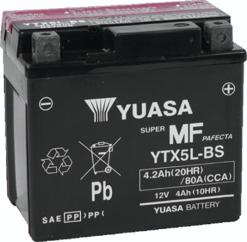 Picture of Yuasa YTX5L-BS Maintenance Free AGM 12-Volt Battery w/Bottle