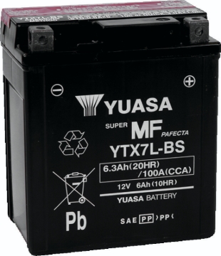 Picture of Yuasa YTX7L-BS Maintenance Free AGM 12-Volt Battery w/Bottle