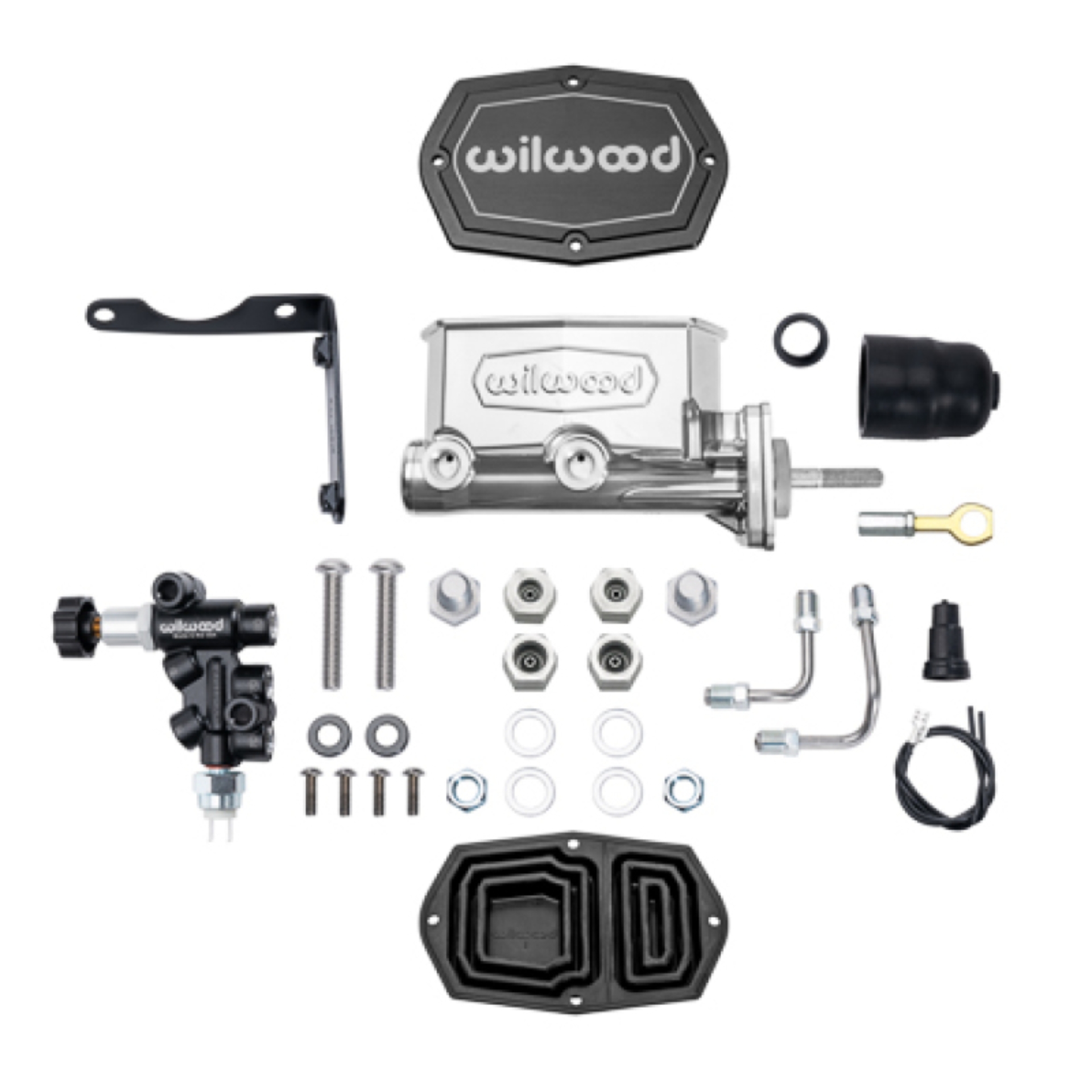 Picture of Wilwood Compact Tandem M/C Aluminum 1.00in Bore w/ Bracket/Valve/Push (Mopar) - Chrome P-coat