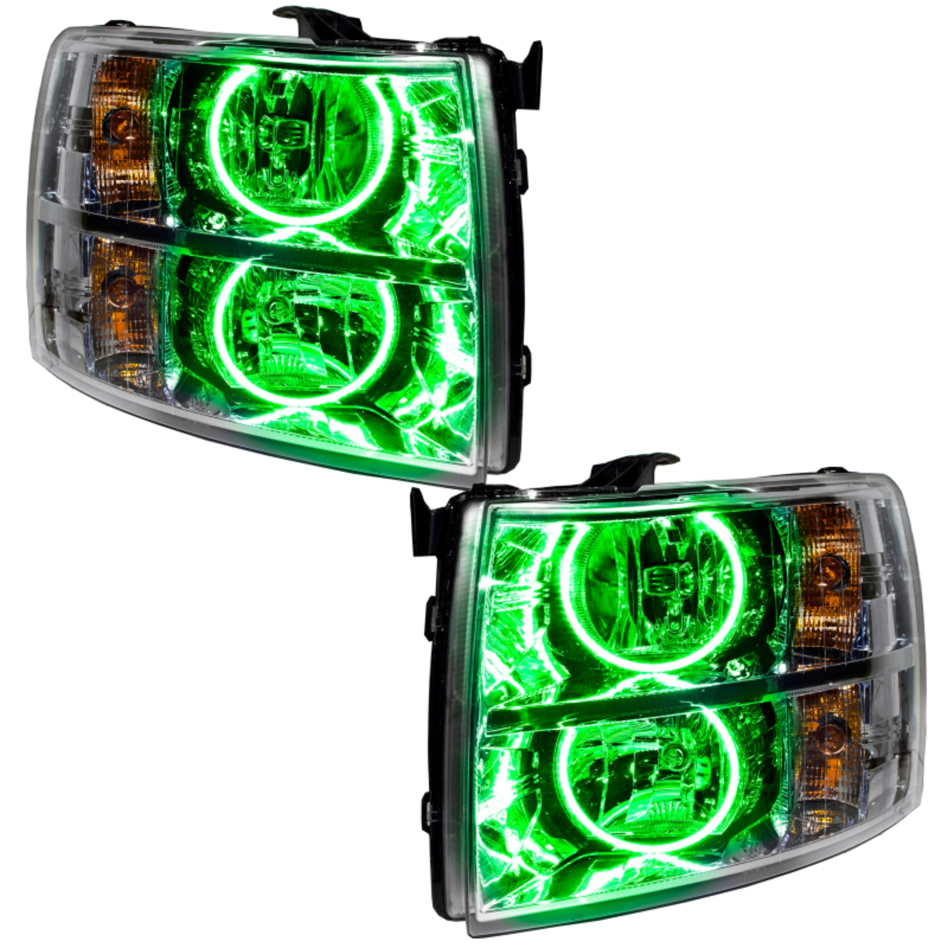 Picture of Oracle Lighting 07-13 Chevrolet Silverado Pre-Assembled LED Halo Headlights - Green