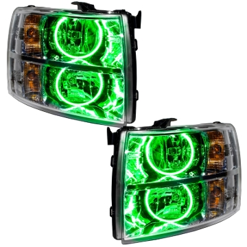 Picture of Oracle Lighting 07-13 Chevrolet Silverado Pre-Assembled LED Halo Headlights - Green