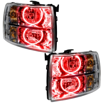 Picture of Oracle Lighting 07-13 Chevrolet Silverado Pre-Assembled LED Halo Headlights-Red