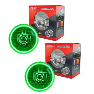 Picture of Oracle Lighting 97-06 Jeep Wrangler TJ Pre-Assembled LED Halo Headlights -Green